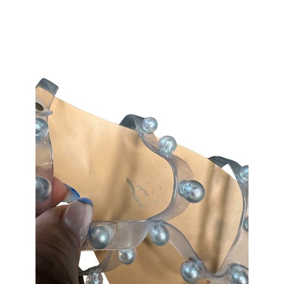 Schutz Yarin Studded Pearl Jelly Clear Beachy Flat Buckle Strap Sandals Size 8.5 - Picture 7 of 11